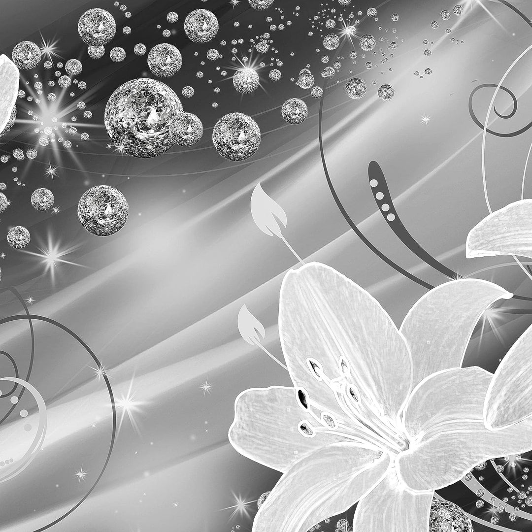 Runa Art Wandbilder Blumen Lilien 5 Teilig Bild auf Vlies Leinwand Deko Wohnzimmer Abstrakt Schwarz