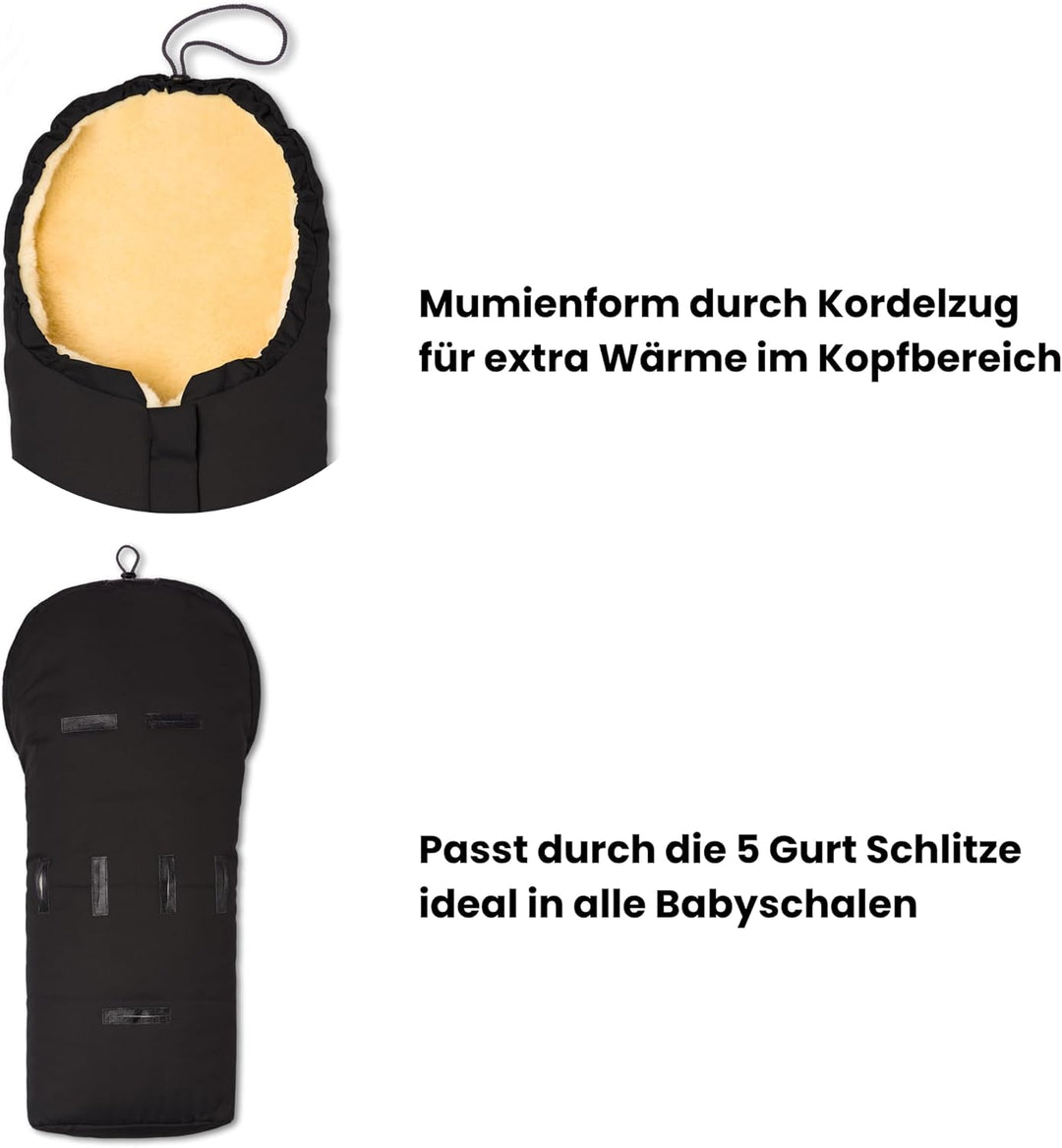 Hofbrucker Lammfell-Fusssack Eskimo für Babyschale, Kinderwagen, Buggy/Universeller Winterfusssack/F