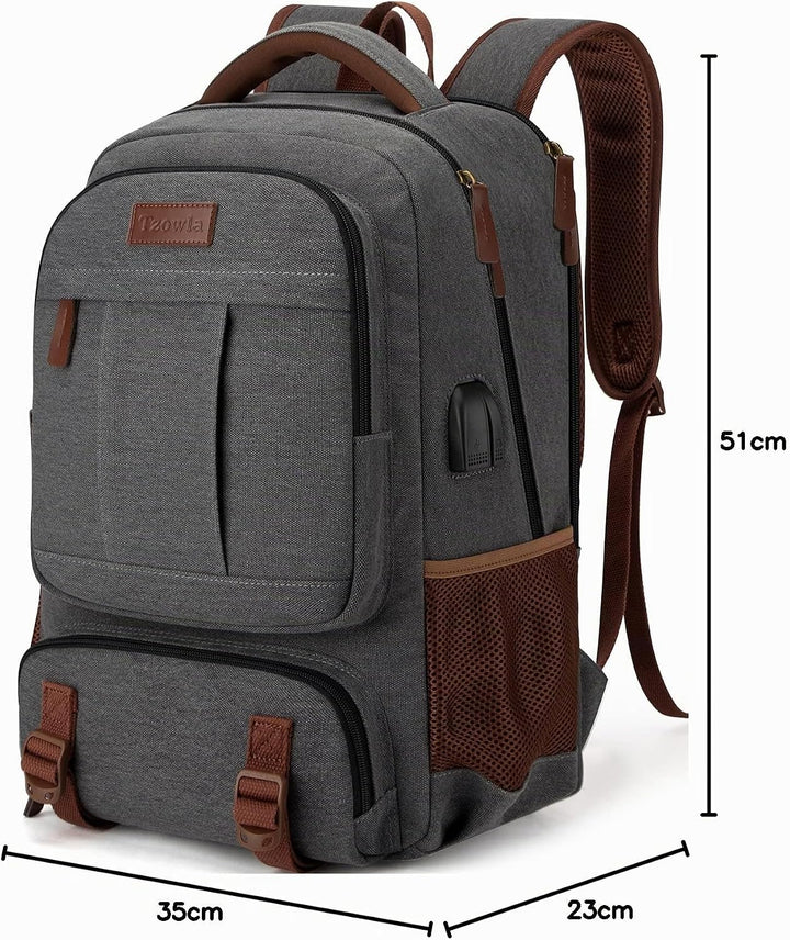 Tzowla Canvas Laptop Rucksack aus Segeltuch,Reise Backpack Tasche Herren und Damen,Arbeit Reiserucks