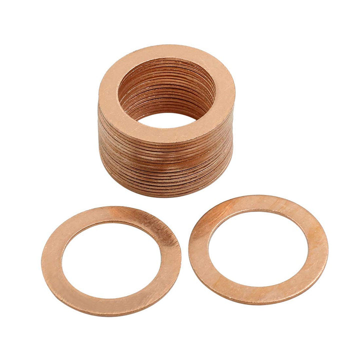 sourcing map 20 Stück Kupferscheiben Unterlegscheiben Ring für Auto 22mm Innendurchmesser