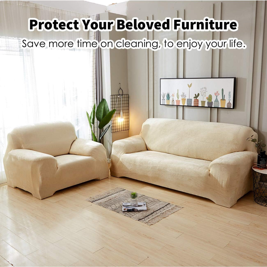 PETCUTE Sesselbezüge Elastische Sesselbezüge Dicke Sofabezüge Sofabezüge Beige 1 Sitzer Beige, 1 Sit