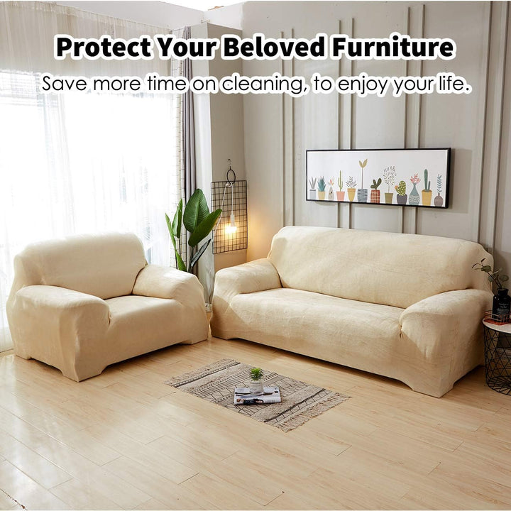 PETCUTE Sesselbezüge Elastische Sesselbezüge Dicke Sofabezüge Sofabezüge Beige 1 Sitzer Beige, 1 Sit
