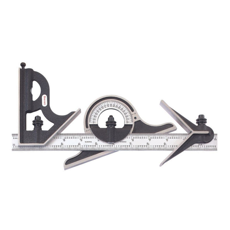 Starrett C9-12-4R Kombi-Set, mit Gusseisenköpfen, Zentrier-, Vierkant- und Winkelmesserköpfen, schwa