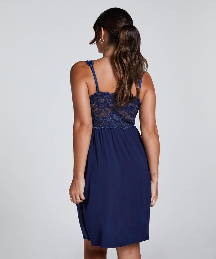 Hunkemöller Damen Slipdress Nora Lace Schwarz XXS XS Peacoat, XS Peacoat