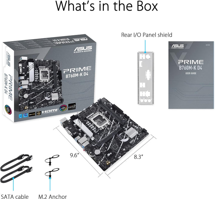 ASUS PRIME B760M-K D4 Gaming Mainboard Sockel Intel LGA 1700 (Intel B760, mATX, DDR4 Speicher, 2x PC