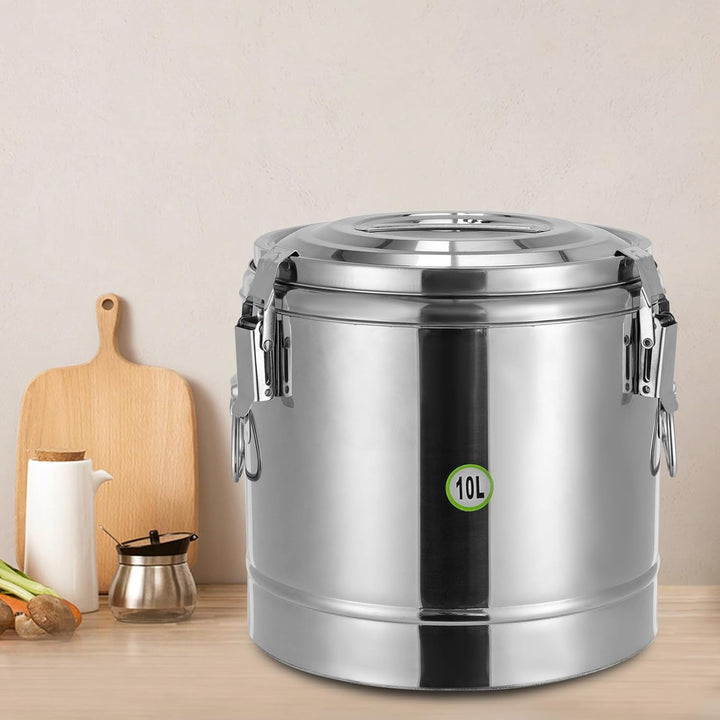 10L Isolierter Suppenbehälter aus Edelstahl 304 mit Deckel, Thermobehälter für warmes Essen gross, i