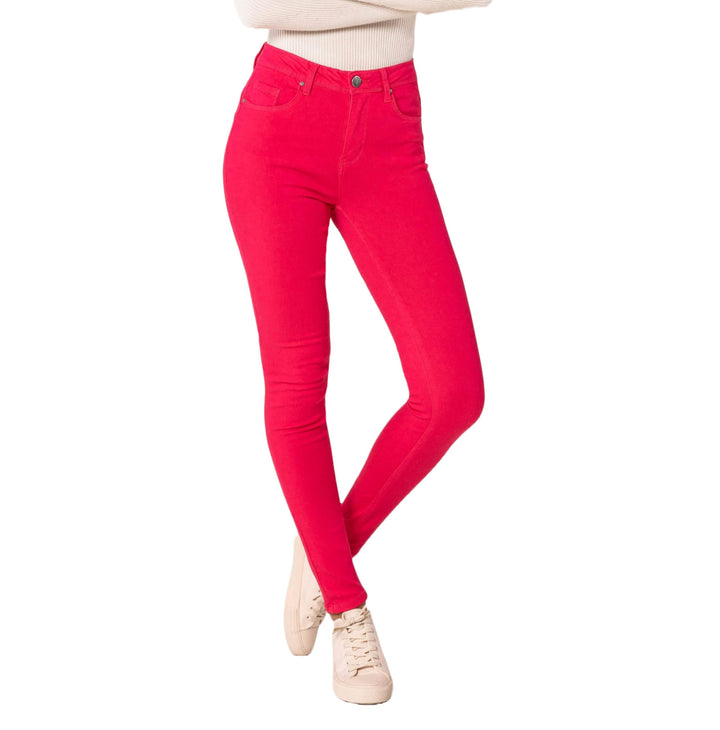 Nina Carter P106 Damen Jeanshosen Slim Fit Push-Up Skinny Jeans Mid-High Waist, XS Slim Himbeere (P1