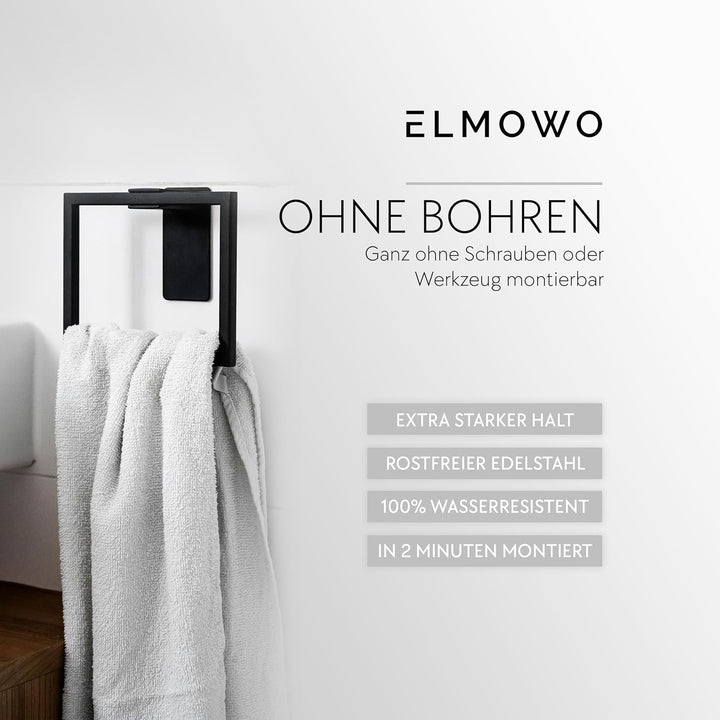 Premium Edelstahl Handtuchring ohne Bohren selbstklebend inkl. Spezialkleber (extrem sicherer Halt)