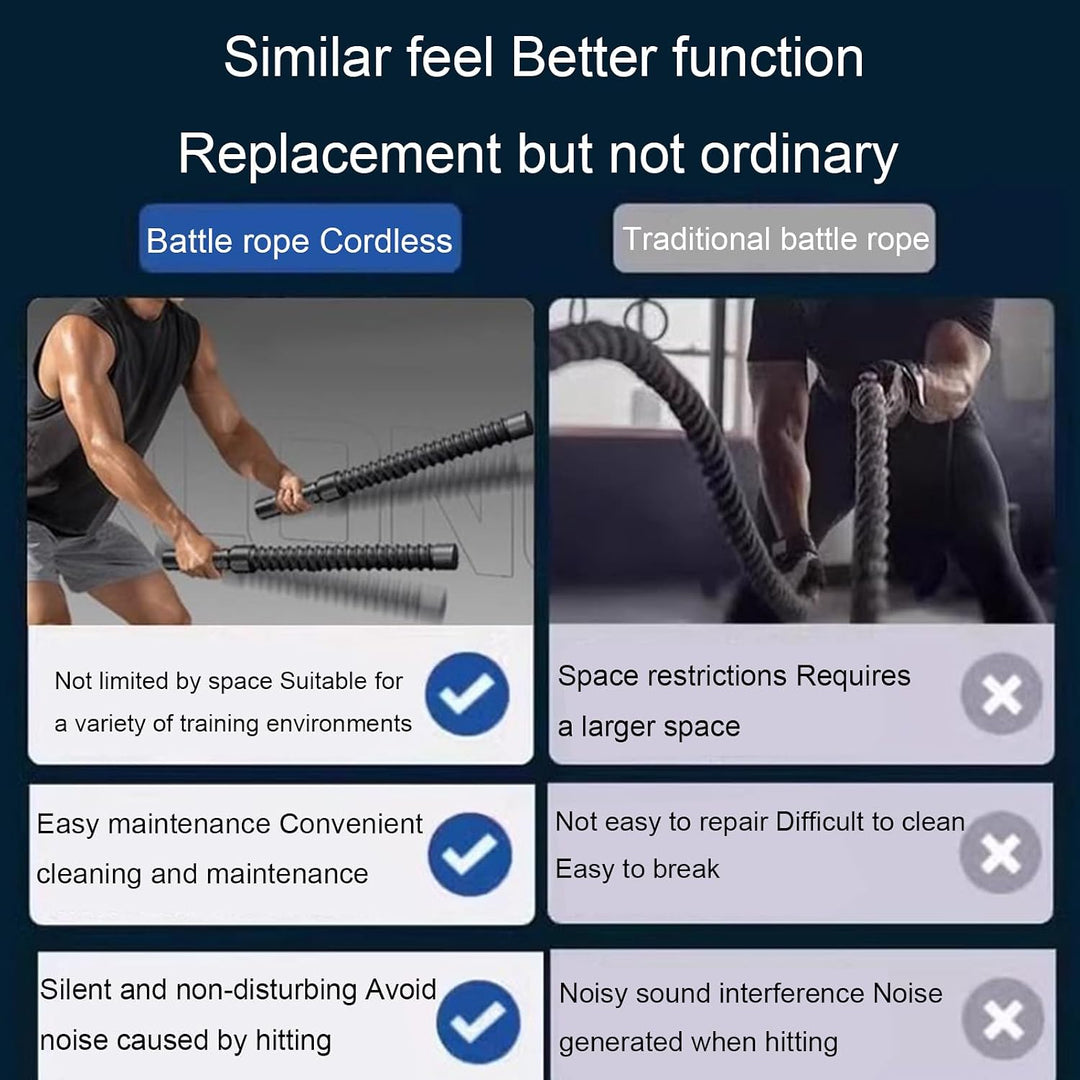 Battle Seile für das Fitnessstudio zu Hause, kabellose Trainingsseile, schwarze Ausrüstung und rutsc