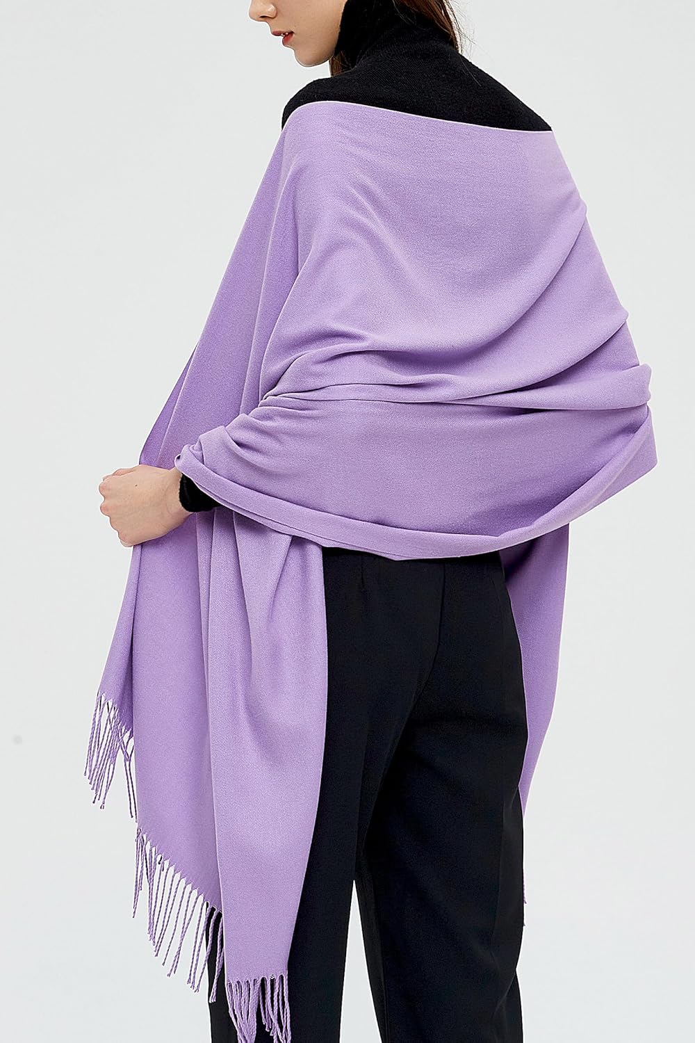 Pashmina Schals und Wraps Schals für Damen Hochzeit Party Winter Warme Lange Solid Color Hellviolett