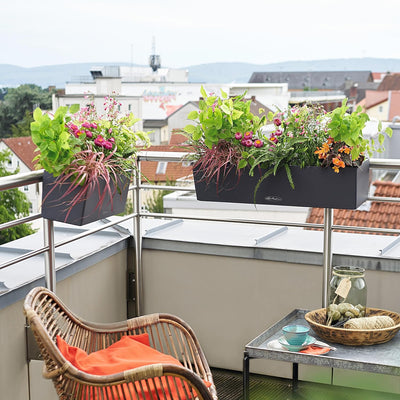 LECHUZA "BALCONERA Color 80" Pflanzgefäss mit Erd-Bewässerungs-System, Schiefergrau, 79 x 19 x 19 cm