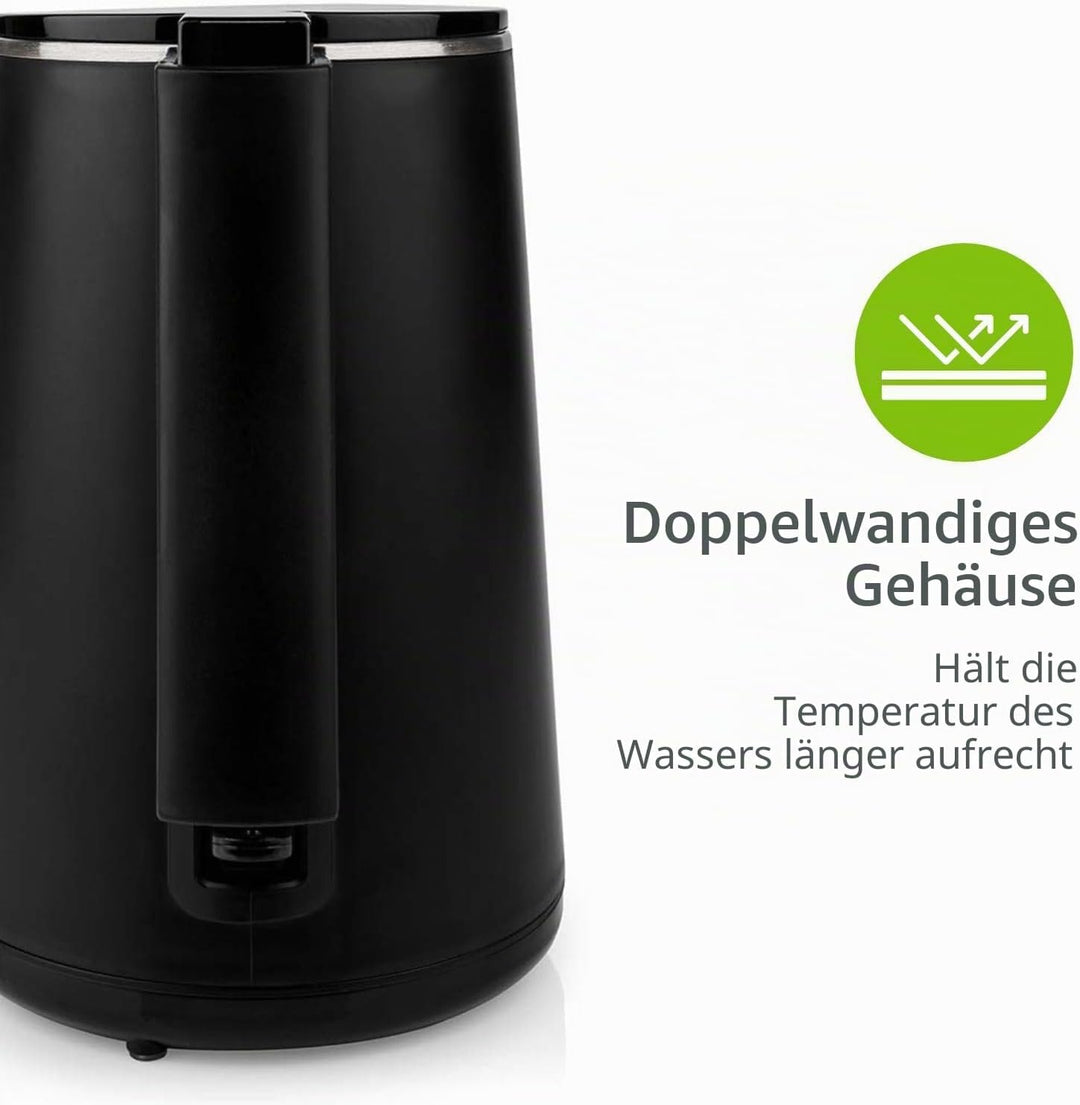 Wasserkocher - 1.5 l - Plastik - Schwarz - Um 360 Grad drehbar - Verdecktes Heizelement - Strix Cont