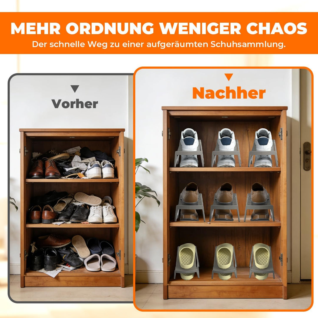 Schuhorganizer 20 Stück, Schuhstapler rutschfest PP Doppelschicht Platzsparend für Schrank Eingangsb