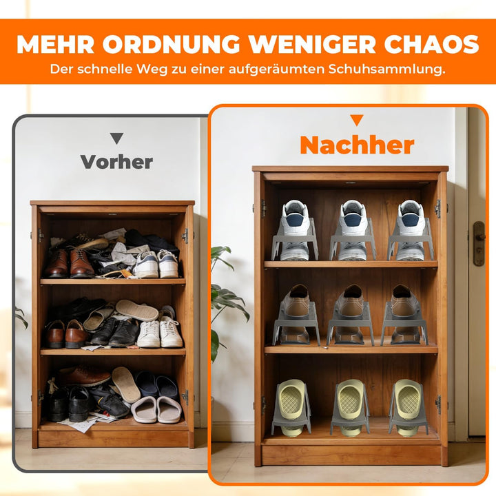Schuhorganizer 20 Stück, Schuhstapler rutschfest PP Doppelschicht Platzsparend für Schrank Eingangsb