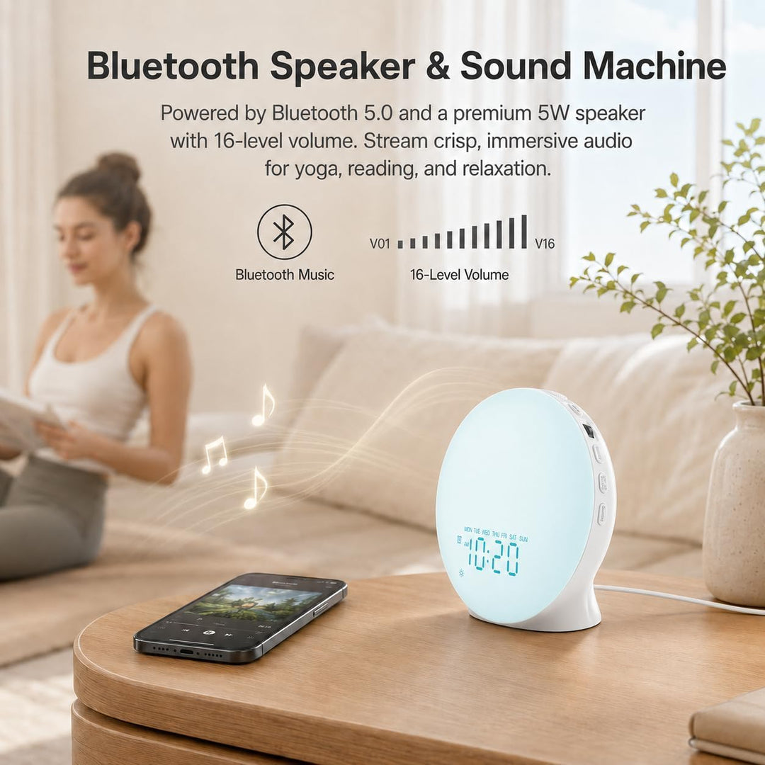 Sound Machine White Noise Machine with 22 Soothing Sounds, 17 Night Lights, Bluetooth Speaker, Sleep