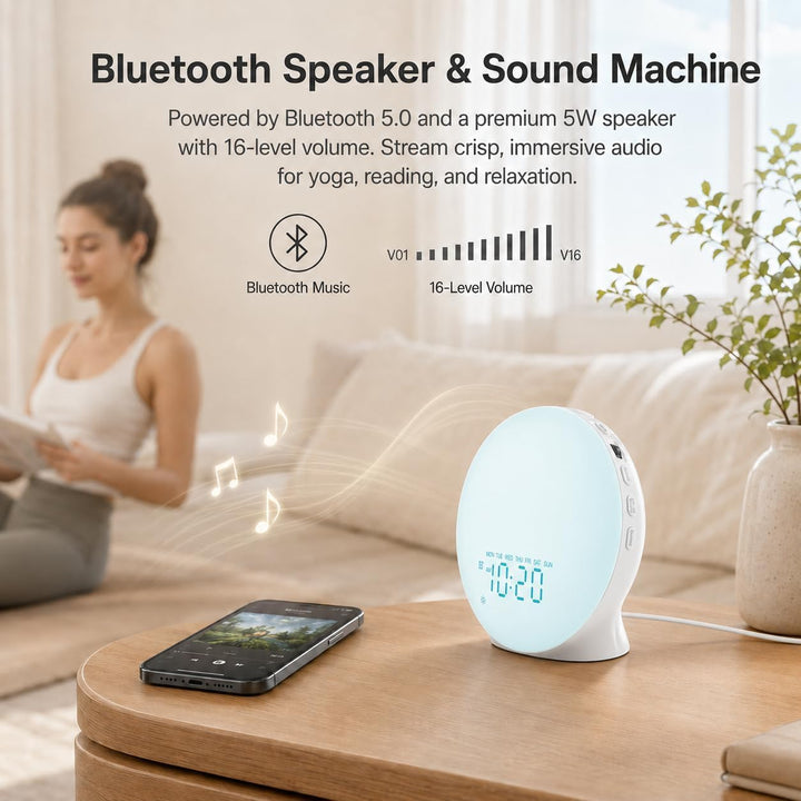 Sound Machine White Noise Machine with 22 Soothing Sounds, 17 Night Lights, Bluetooth Speaker, Sleep
