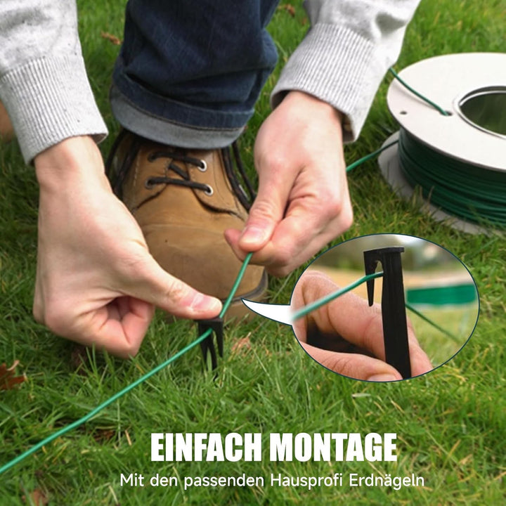 HAUSPROFI 250m Begrenzungskabel Mähroboter Set mit 750 Haken & 20 Verbindern, Ø2.7mm Begrenzungsdrah