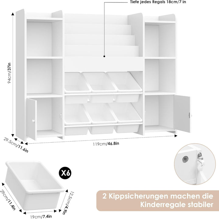 FOREHILL Kinderregal mit Kinderbücherregal Kinderzimmer Möbel aus Holz Bücherregal für Kinder mit Au