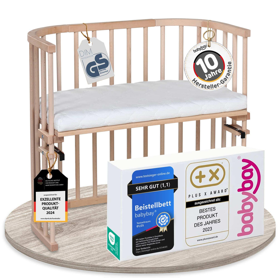 babybay Original Beistellbett, natur unbehandelt mit Matratze Classic Soft Original natur unbehandel