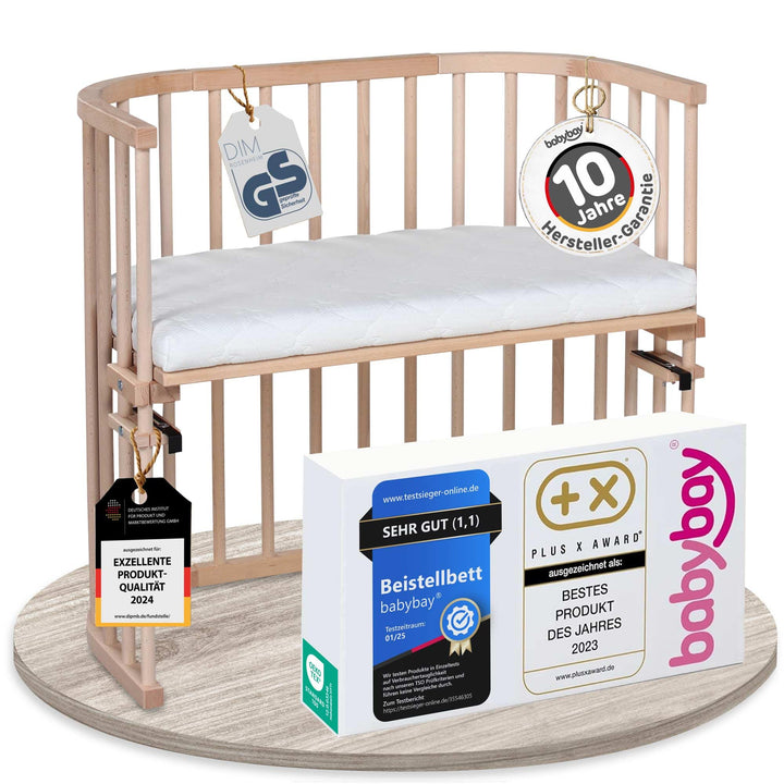 babybay Original Beistellbett, natur unbehandelt mit Matratze Classic Soft Original natur unbehandel