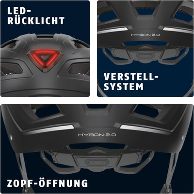 ABUS Stadthelm Hyban 2.0 - Fahrradhelm mit Rücklicht, ABS-Hartschale, guter Passform - für Damen und