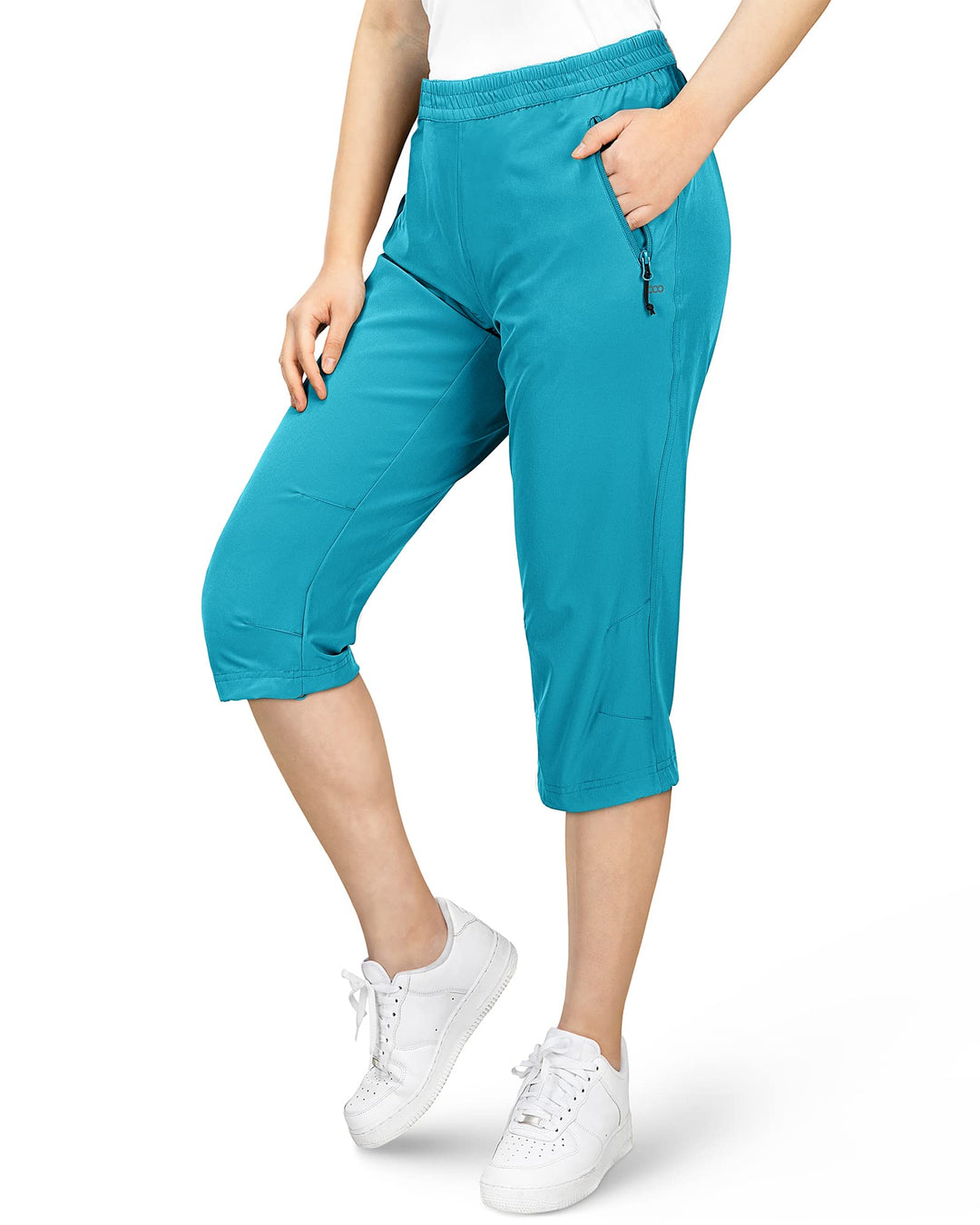 33,000ft Damen 3/4 Hose Capri Wanderhose Stretch Leichte Radhose Taschen Sommer Outdoor Golf Hose 38