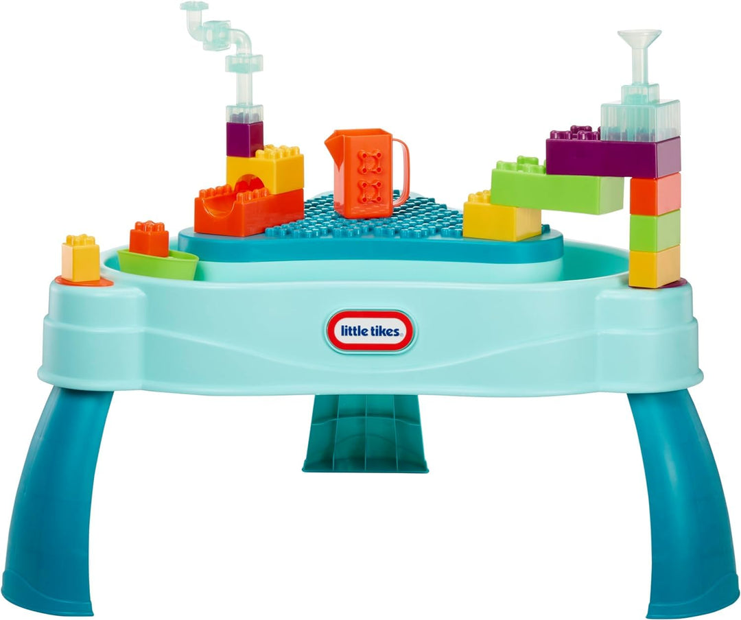 little tikes Build & Splash Water Table mit 25 Zubehörteilen - Nasses und Trockenes Spiel, Drinnen u