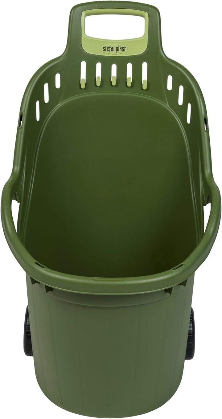 Gartentrolley HELPY mit 50 Liter Nutzvolumen, belastbar bis max. 60 kg. Räder auf Metallachse. In Gr