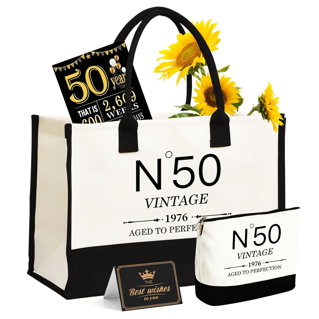 50.Geburtstagsgeschenke für Frauen Leinwand Tote Tasche Reiseausrüstung, 50 Jahre alte Geburtstagsge