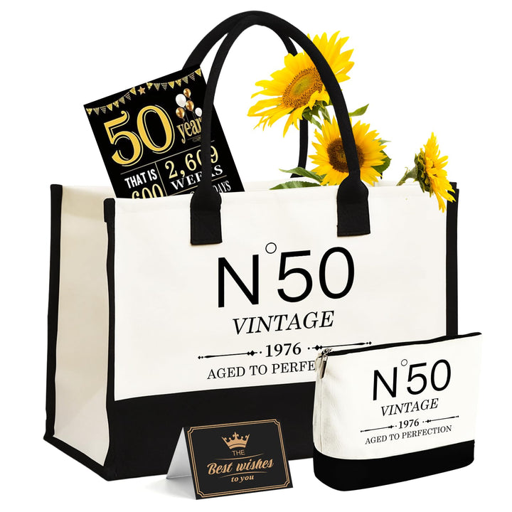 50.Geburtstagsgeschenke für Frauen Leinwand Tote Tasche Reiseausrüstung, 50 Jahre alte Geburtstagsge