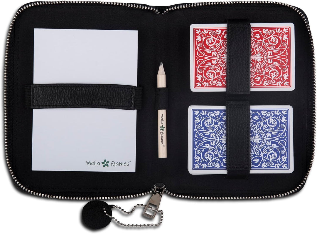 Melia Games Spielkarten Set Deluxe - Premium Karten-Etui aus feinstem Leder - komplettes Set inklusi