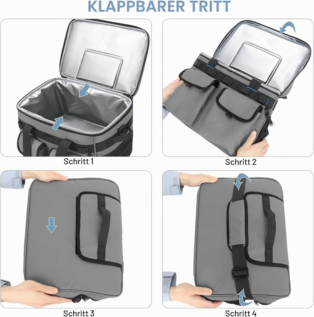 Kühltasche Gross, 40L Grosse Isolierte Kühlbox Faltbar, wasserdichte Tragbare Auslaufsichere Thermot