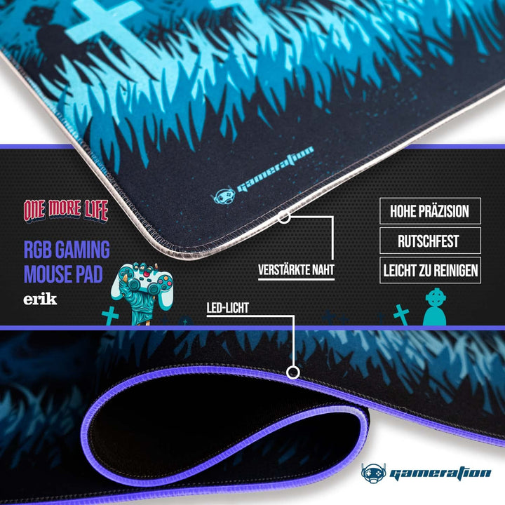 Grupo Erik Gaming Mauspad XXL Gaming Mauspad LED Gaming Led Mousepad XXL rutschfest und Wasserabweis