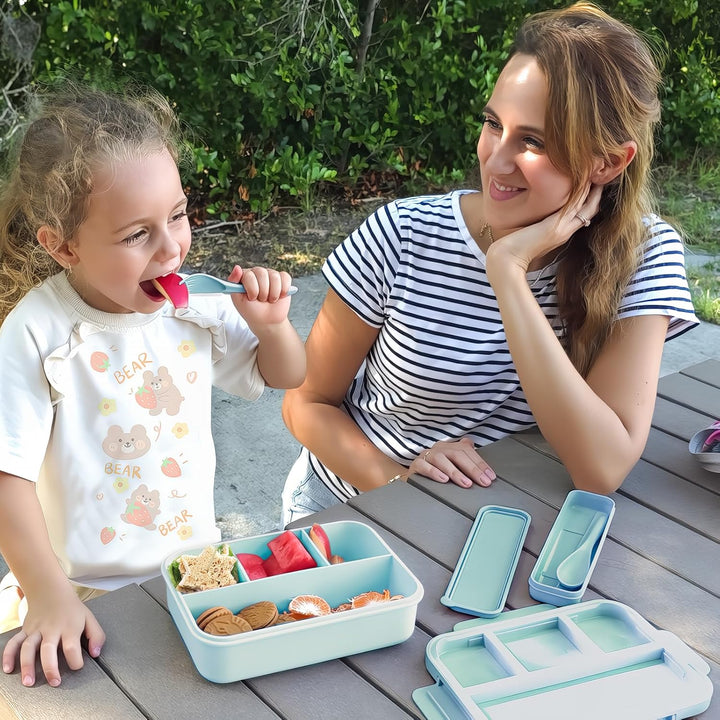 Bugucat Brotdose für Kids - Lunchbox Auslaufsicher mit 4 Fächern, Bento Box für Kinder & Erwachsene
