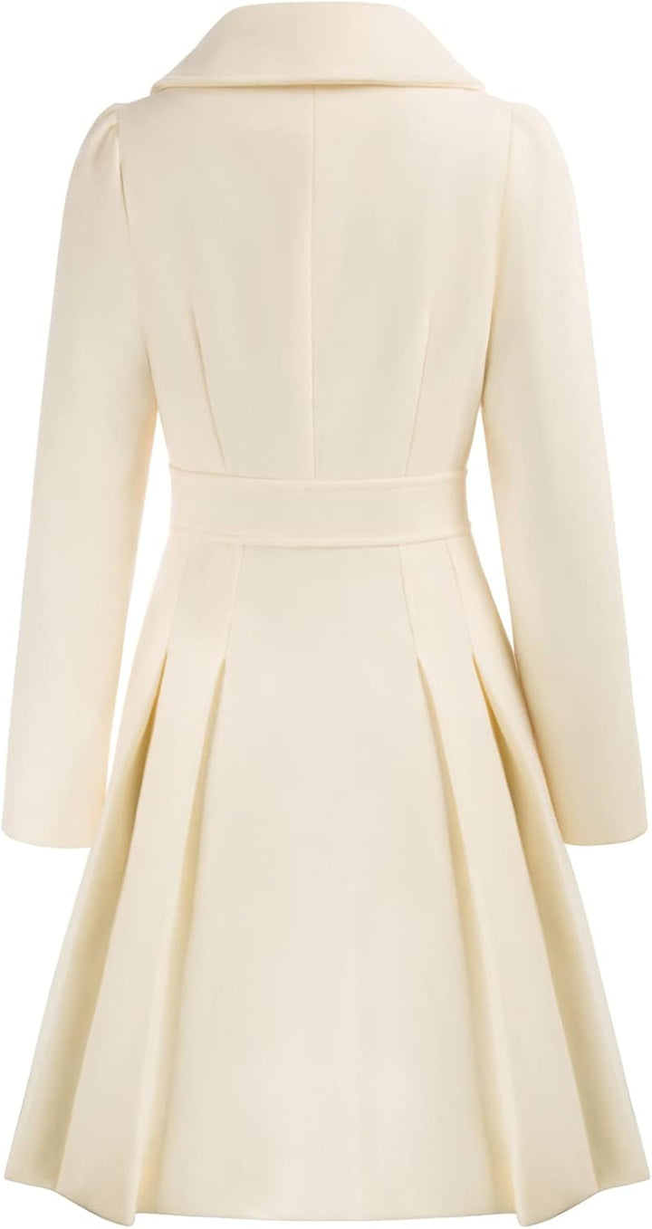 GRACE KARIN Damen Mantel Wintercoat Revers Zweireihiger Mantel Knielang Trenchcoat Winter Lang A-Lin