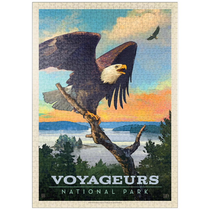 Voyageurs National Park: Bald Eagle, Vintage Poster - Premium 1000 Teile Puzzle - MyPuzzle Sonderkol