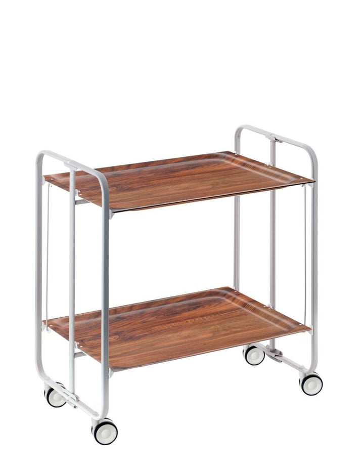 DON HIERRO - Servierwagen, klappbar, 2 Böden, grauem Rahmen. Bauhaus-Zedernholz, Zedernholz