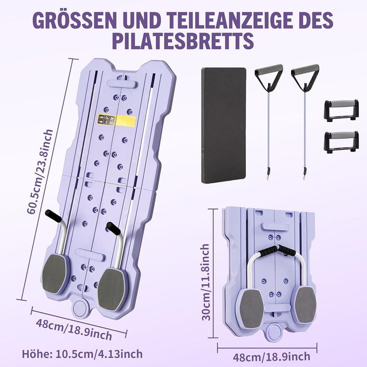 Fitencexu 5-in-1 Pilates Board für zuhause faltbar - Multifunktion für Bauch, Yoga & Krafttraining,