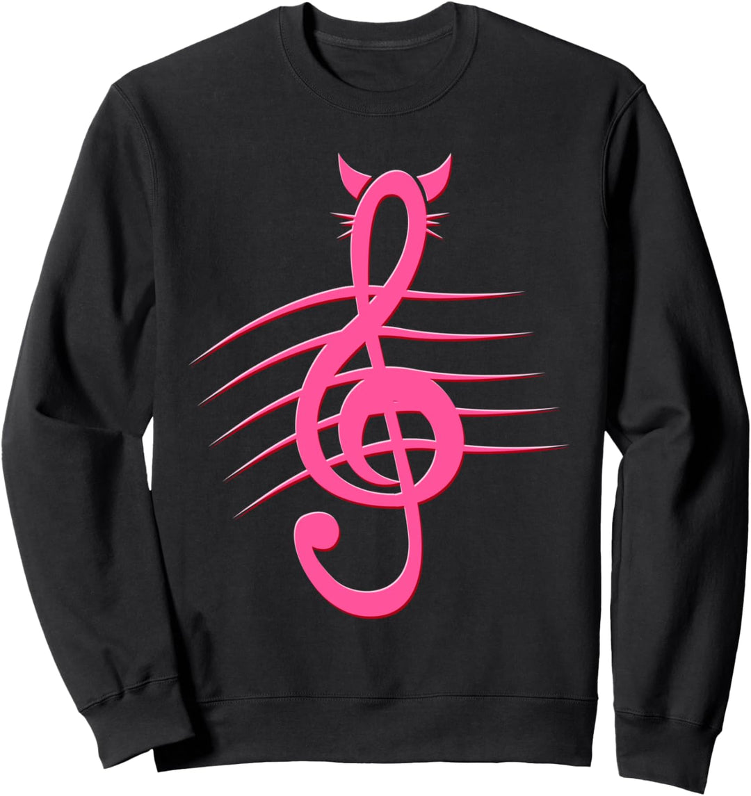 Notenschlüssel T-Shirt - Katze als Violinschlüssel Musiker Sweatshirt
