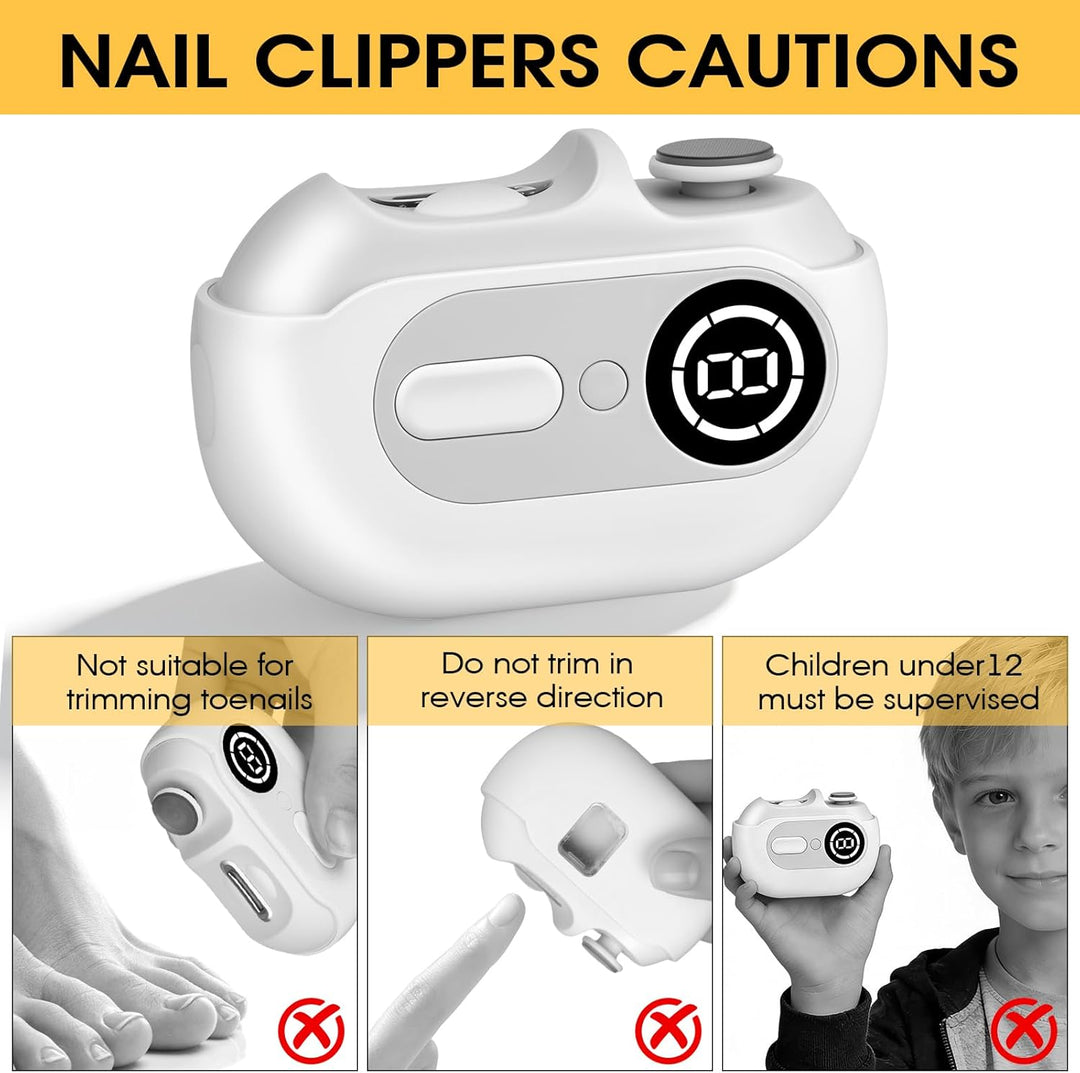 4-in-1 Elektrischer Nagelknipser – Elektrischer Nageltrimmer mit LED-Licht,UV-Lampe und Aufbewahrung