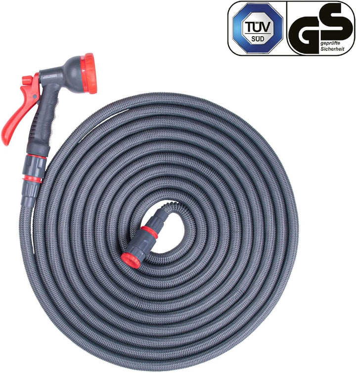 Steuber Flexibler Gartenschlauch Platinum GREY mit 8 Sprühkopf-Funktionen, 16,5m, TÜV Süd Siegel, m.