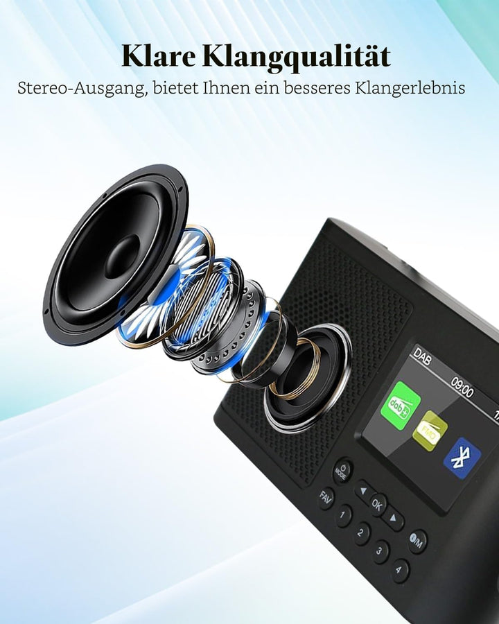 Tragbares DAB Radio Klein, DAB Plus Radio mit Bluetooth, Kofferradio Akku, Mini küchenradio Batterie