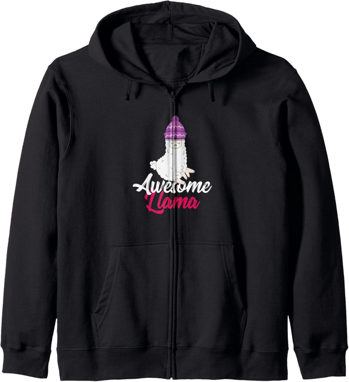 Awesome Llama Wearing Cool Purple Cap Fun Geschenk Kapuzenjacke