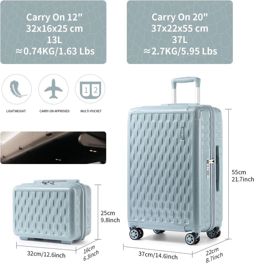 Sea choice Handgepäck Koffer Trolley Kofferset 2 Teilig Kabinengepäck mit Kosmetiktasche Eckenschutz