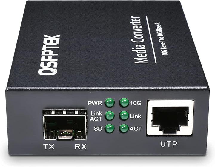 QSFPTEK 10G Media Coverter, 10 Gigabit Fiber to 10G Copper UTP Ethernet Media Converter, Unmanaged 1