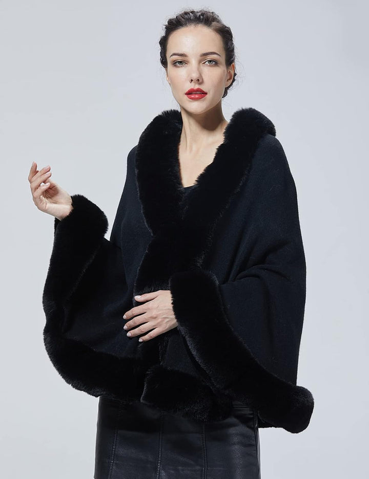 BEAUTELICATE Kunstpelz Stola Schal Damen Strick Bolero Poncho Cape für Hochzeit Abendkleid Braut Fra