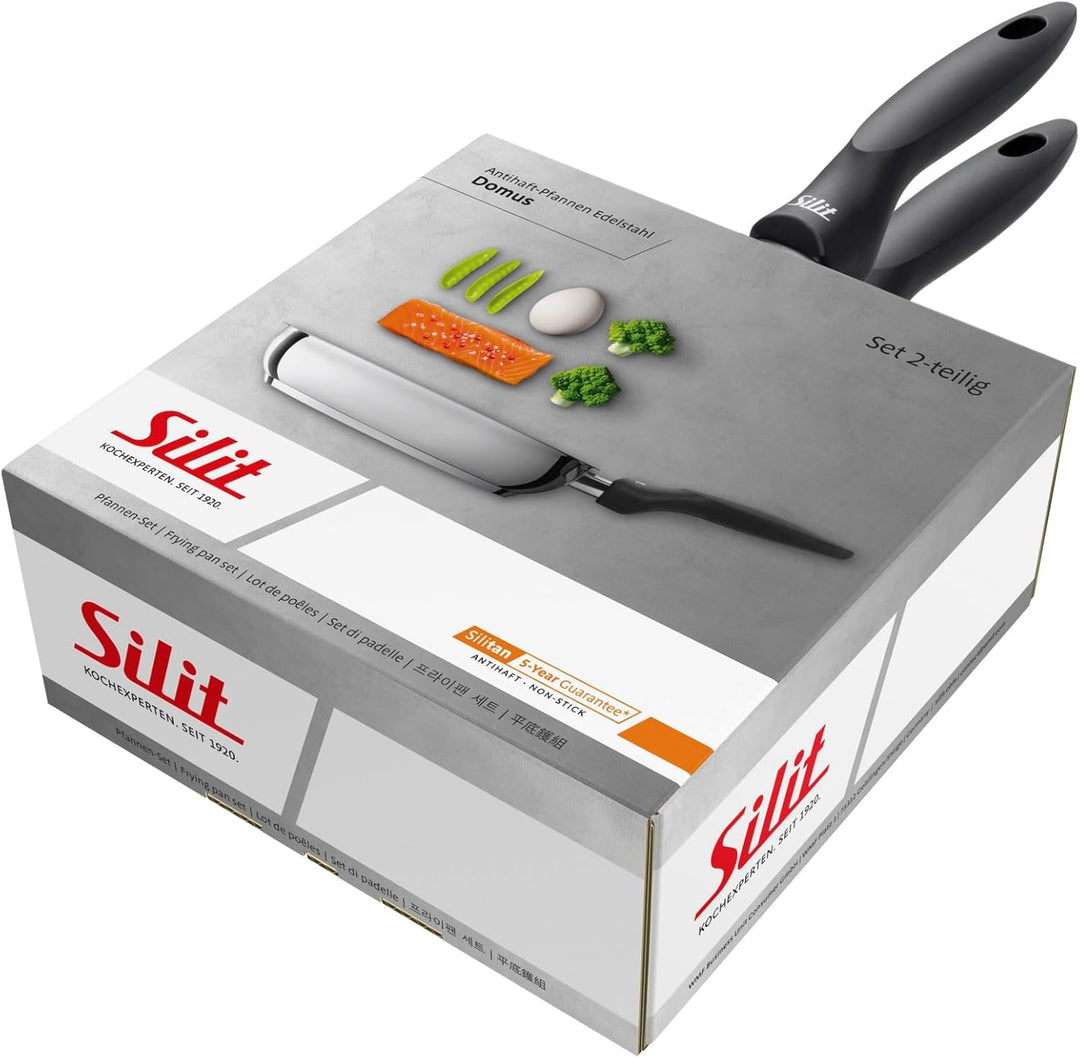 Silit Domus Pfannenset Induktion 2-teilig, Bratpfanne hoch 24, 28 cm, Induktion, Edelstahl beschicht