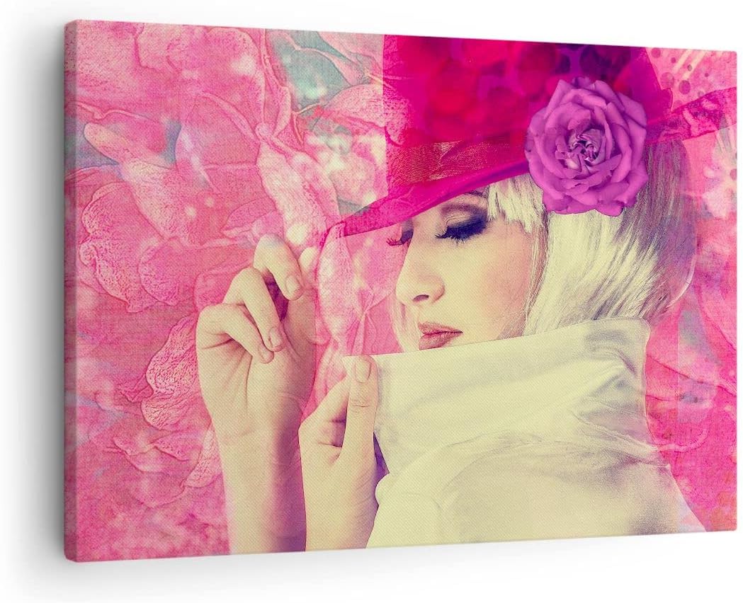 Bilder auf Leinwand weiblich Blumen- Blume Mode Leinwandbild 70x50cm Wandbilder Dekoration Wohnzimme