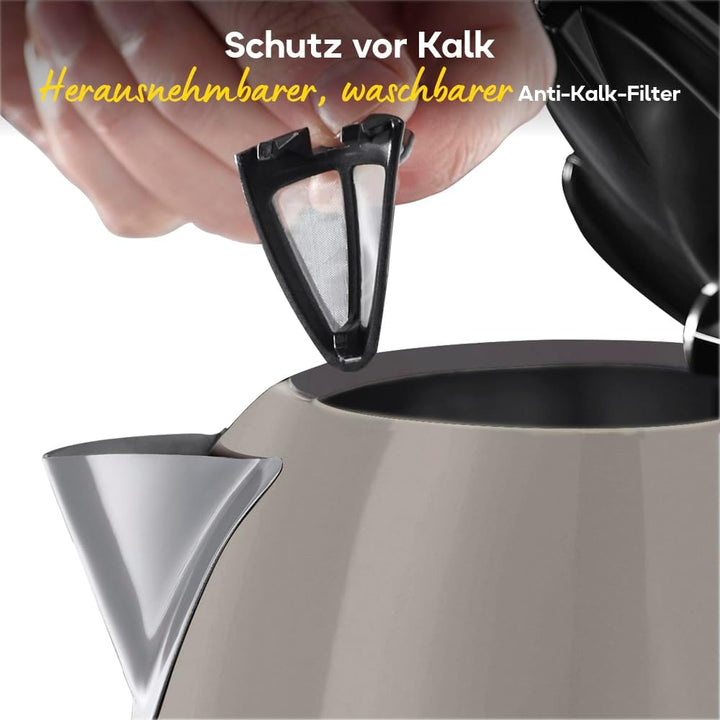 Russell Hobbs Wasserkocher [1,7L, 2400W] Colours Plus Mocha (Edelstahl-Akzente, Schnellkochfunktion,