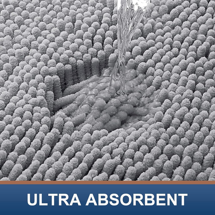 Homaxy rutschfeste Badematte Chenille Badezimmerteppich Mikrofaser Badteppich Saugfähige Hochflor Ba